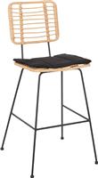 HomeMarkt Allegra Σκαμπό Μπαρ Εξωτερικού Χώρου Rattan με Μαξιλάρι Μπεζ-Μαύρο 56x59x116.5cm HM5455.11