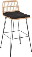 HomeMarkt Allegra Σκαμπό Μπαρ Εξωτερικού Χώρου Rattan με Μαξιλάρι Μαύρο-Μπεζ HM5452.11