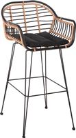 HomeMarkt Allegra Σκαμπό Μπαρ Εξωτερικού Χώρου Rattan με Μαξιλάρι Μαύρο-Μπεζ HM5690.11