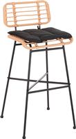 HomeMarkt Allegra Σκαμπό Μπαρ Εξωτερικού Χώρου Rattan με Μαξιλάρι Μαύρο-Wicker Μπεζ 48x49x99cm HM5708.11