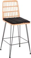 HomeMarkt Allegra Σκαμπό Εξωτερικού Χώρου Rattan με Μαξιλάρι Μαύρο-Μπεζ HM5643.11