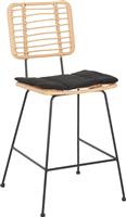 HomeMarkt Allegra Σκαμπό Εξωτερικού Χώρου Rattan με Μαξιλάρι Μαύρο-Μπεζ HM5644.11
