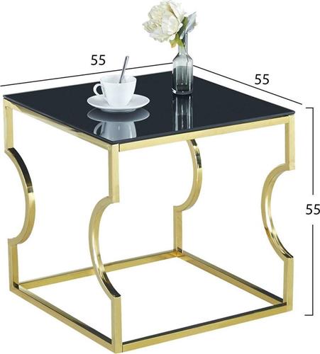 HomeMarkt Amara Βοηθητικό Τραπεζάκι Γυάλινο με Επίχρυση Βάση 55x55x55cm HM8616.02