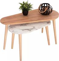 HomeMarkt Aprilia Οβάλ Σετ Ζιγκόν Ξύλινο Φυσικό-Λευκό Μάρμαρο 2τμχ Μ94xΠ47xΥ47cm HM18179.03