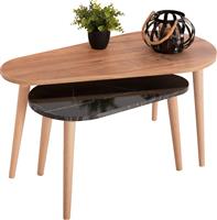 HomeMarkt Aprilia Οβάλ Σετ ΖιγκόνΞύλινο Φυσικό-Μαύρο Μάρμαρο 2τμχ Μ95xΠ47xΥ47cm HM18179.02