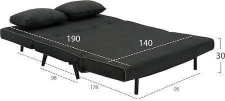 HomeMarkt Asma Διθέσιος Κρεβάτι Ανθρακί 140x75x89cm HM3077.03