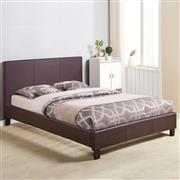 HomeMarkt Becca Κρεβάτι Διπλό Επενδυμένο με Δερματίνη Καφέ με Τάβλες για Στρώμα 150x200cm HM553.02