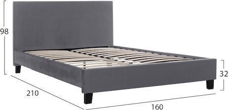 HomeMarkt Becca Κρεβάτι Διπλό Επενδυμένο με Ύφασμα Γκρι με Τάβλες για Στρώμα 150x200cm HM553.20