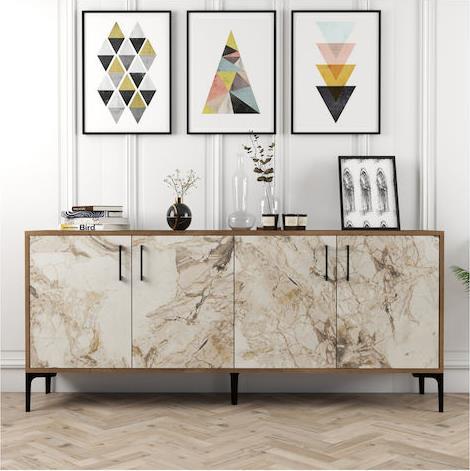 HomeMarkt Μπουφές από Ξύλο Εκρού-Καρυδί 180x35x78cm HM9428.02