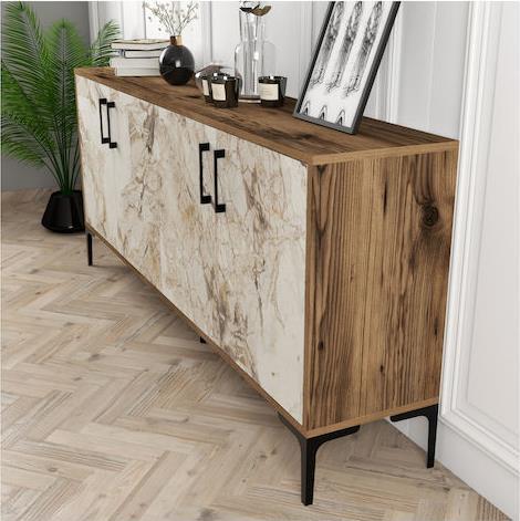 HomeMarkt Μπουφές από Ξύλο Εκρού-Καρυδί 180x35x78cm HM9428.02