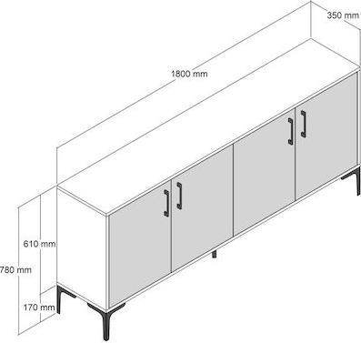 HomeMarkt Μπουφές από Ξύλο Εκρού-Καρυδί 180x35x78cm HM9428.02