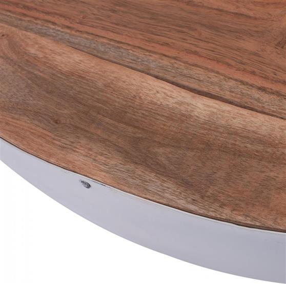 HomeMarkt Bowl Στρογγυλό Τραπεζάκι Σαλονιού από Μασίφ Ξύλο Φυσικό-Λευκό 90x40cm HM8717.03