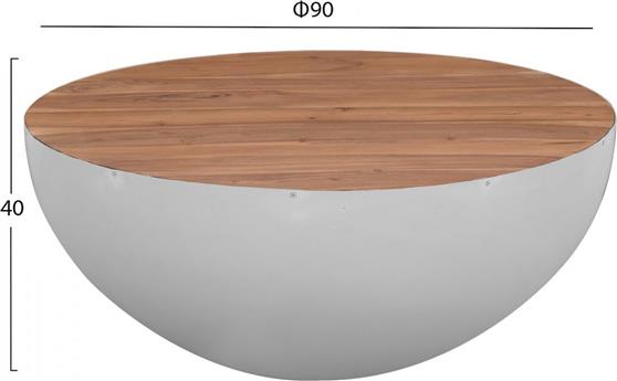 HomeMarkt Bowl Στρογγυλό Τραπεζάκι Σαλονιού από Μασίφ Ξύλο Φυσικό-Λευκό 90x40cm HM8717.03