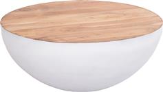 HomeMarkt Bowl Στρογγυλό Τραπεζάκι Σαλονιού από Μασίφ Ξύλο Λευκό Μ91xΠ91xΥ38.5cm HM8717.23
