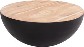 HomeMarkt Bowl Στρογγυλό Τραπεζάκι Σαλονιού από Μασίφ Ξύλο Μαύρο Μ90xΠ90xΥ37.5cm HM8717.21