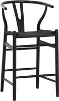 HomeMarkt Brave Σκαμπό Μπαρ με Πλάτη Ξύλινο Μαύρο 48x53x100cm HM9405.04