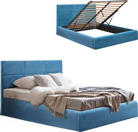 HomeMarkt Briley Κρεβάτι Υπέρδιπλο Επενδυμένο με Ύφασμα Πετρόλ με Αποθηκευτικό Χώρο & Τάβλες 160x200cm HM583.18