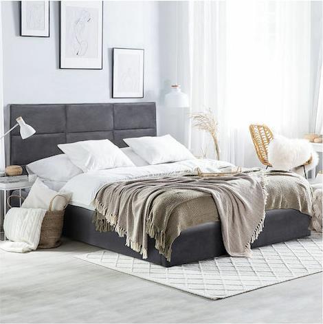 HomeMarkt Briley Υπέρδιπλο Βελουτέ με Αποθηκευτικό Χώρο Γκρι 160x200cm HM583.01