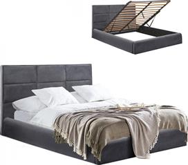 HomeMarkt Briley Υπέρδιπλο Βελουτέ με Αποθηκευτικό Χώρο Γκρι 160x200cm HM583.01