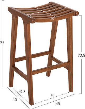 HomeMarkt Bundy Σκαμπό Μπαρ Ξύλινο Καρυδί 45x40x75cm HM6130