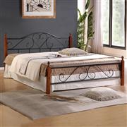 HomeMarkt Candy Διπλό Μεταλλικό με Ξύλο Μαύρο-Καφέ 150x200cm HM305