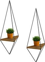 HomeMarkt Cannard Ράφια Τοίχου Φυσικό-Μαύρο Σετ 2τμχ HM8925.11