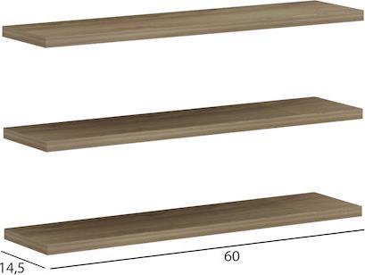 HomeMarkt Cassius Ράφια Τοίχου Φυσικό Σετ 3τμχ 60x14.5xcm HM8966.12