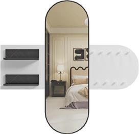 HomeMarkt Cheryl Έπιπλο Εισόδου με Καθρέπτη & Κρεμάστρα Λευκό-Μαύρο Μάρμαρο 125x40x120cm HM9049.11