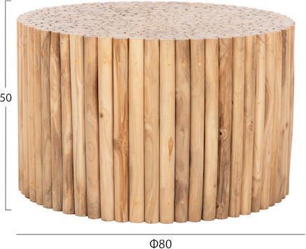 HomeMarkt Cooter Στρογγυλό Τραπεζάκι Σαλονιού από Μασίφ Ξύλο Κλαδιά Teak-Φυσικό Μ80xΠ80xΥ50cm HM9863