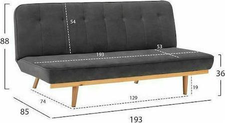 HomeMarkt Coralie Τριθέσιος Κρεβάτι Γκρι Βελουτέ 193x85x88cm HM3168.01