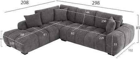 HomeMarkt Coven Γωνιακός Καναπές με Αριστερή Γωνία Γκρι 298x102cm HM3266.03L