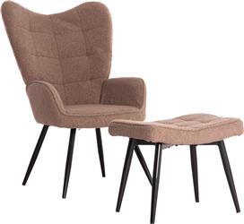 HomeMarkt Crawley Μπερζέρα με Υποπόδιο Καφέ 69x73x96cm HM8918.26