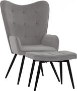 HomeMarkt Crawley HM8918.01 Μπερζέρα Με Υποπόδιο Βελούδο Γκρι 70x57x103cm