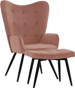 HomeMarkt Crawley HM8918.02 Μπερζέρα Με Υποπόδιο Βελούδο Σάπιο Μήλο 70x57x103cm