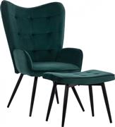 HomeMarkt Crawley HM8918.03 Μπερζέρα Με Υποπόδιο Βελούδο Κυπαρισσί 70x57x103cm