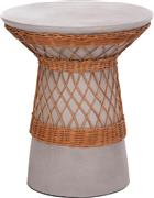 HomeMarkt Delia Στρογγυλό Βοηθητικό Τραπεζάκι Γκρι & Rattan Μ40xΠ40xΥ45cm HM18167.03