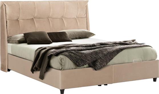 HomeMarkt Dreamlet Κρεβάτι Υπέρδιπλο Επενδυμένο με Ύφασμα Μπεζ με Αποθηκευτικό Χώρο & Τάβλες για Στρώμα 160x200cm HM716