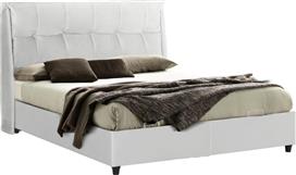 HomeMarkt Dreamlet Κρεβάτι Υπέρδιπλο Επενδυμένο με Ύφασμα Λευκό Μπουκλέ με Αποθηκευτικό Χώρο & Τάβλες για Στρώμα 160x200cm HM716.03