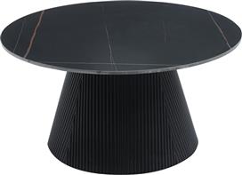 HomeMarkt Duncan Στρογγυλό Τραπεζάκι Σαλονιού Ξύλινο-Κεραμικό Μαύρο Μ80xΠ80xΥ41cm HM18022.01