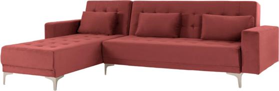 HomeMarkt Eliza Γωνιακός Καναπές Κρεβάτι με Αναστρέψιμη Γωνία Βελούδινος Σάπιο Μήλο 245x160cm HM3145.03