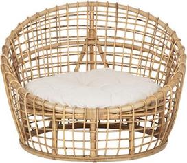HomeMarkt Ento Πολυθρόνα Εξωτερικού Χώρου Rattan με Μαξιλάρι Φυσικό-Λευκό 85x75x67cm HM9814