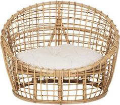 HomeMarkt Ento Πολυθρόνα Εξωτερικού Χώρου Rattan με Μαξιλάρι Φυσικό-Λευκό 85x75x67cm HM9814