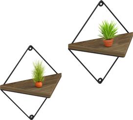 HomeMarkt Everleigh Σετ Ράφια Τοίχου Φυσικό-Μαύρο 22x13x30cm HM8951.11