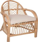 HomeMarkt Femur Πολυθρόνα Εξωτερικού Χώρου Rattan Φυσικό-Λευκό με Μαξιλάρι 72x66x75cm HM9837