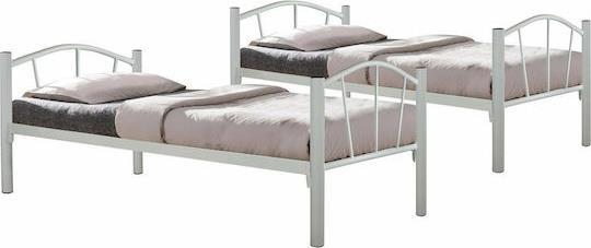 HomeMarkt Floor Κουκέτα Μεταλλική Λευκή 90x190cm HM328.02