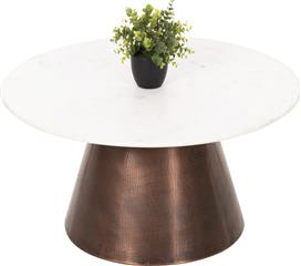 HomeMarkt Foden Στρογγυλό Βοηθητικό Τραπεζάκι Μεταλλικό Λευκό Μ77xΠ77xΥ40cm HM9721