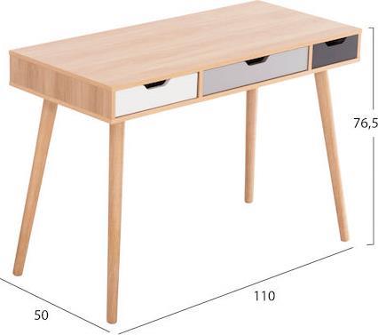HomeMarkt Gae Γραφείο Ξύλινο Sonama-Γκρι-Λευκό-Μπεζ 110x50x76.5cm HM18292