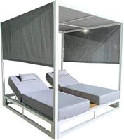 HomeMarkt Gallant Ξαπλώστρα-Κρεβάτι Διπλό Αλουμινίου με Μαξιλάρι & Σκίαστρο Λευκό 200x200x200cm HM6097.02