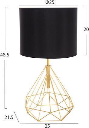 HomeMarkt Geilo Πλαστικό Πορτατίφ για Ντουί E27 με Μαύρο Καπέλο και Χρυσή Βάση HM7416.12