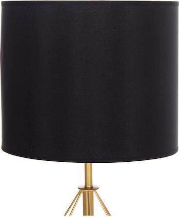 HomeMarkt Geilo Πλαστικό Πορτατίφ για Ντουί E27 με Μαύρο Καπέλο και Χρυσή Βάση HM7416.12